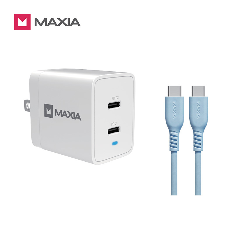 【MAXIA】氮化鎵GaN 47W急速快充組-藍線(MPC-A47W+MQC-250)