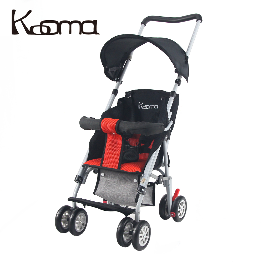 KOOMA 新款超輕巧輕便推車(椅背可調)附置物籃-紅