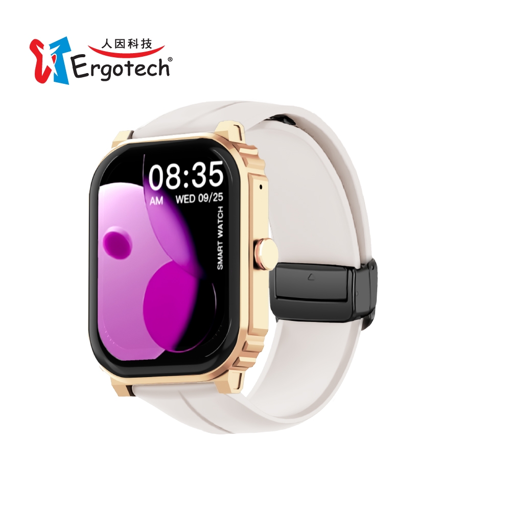 ERGOLINK 人因科技 2.01吋5ATM游泳心率血氧藍牙通話腕錶-奶茶金SW210