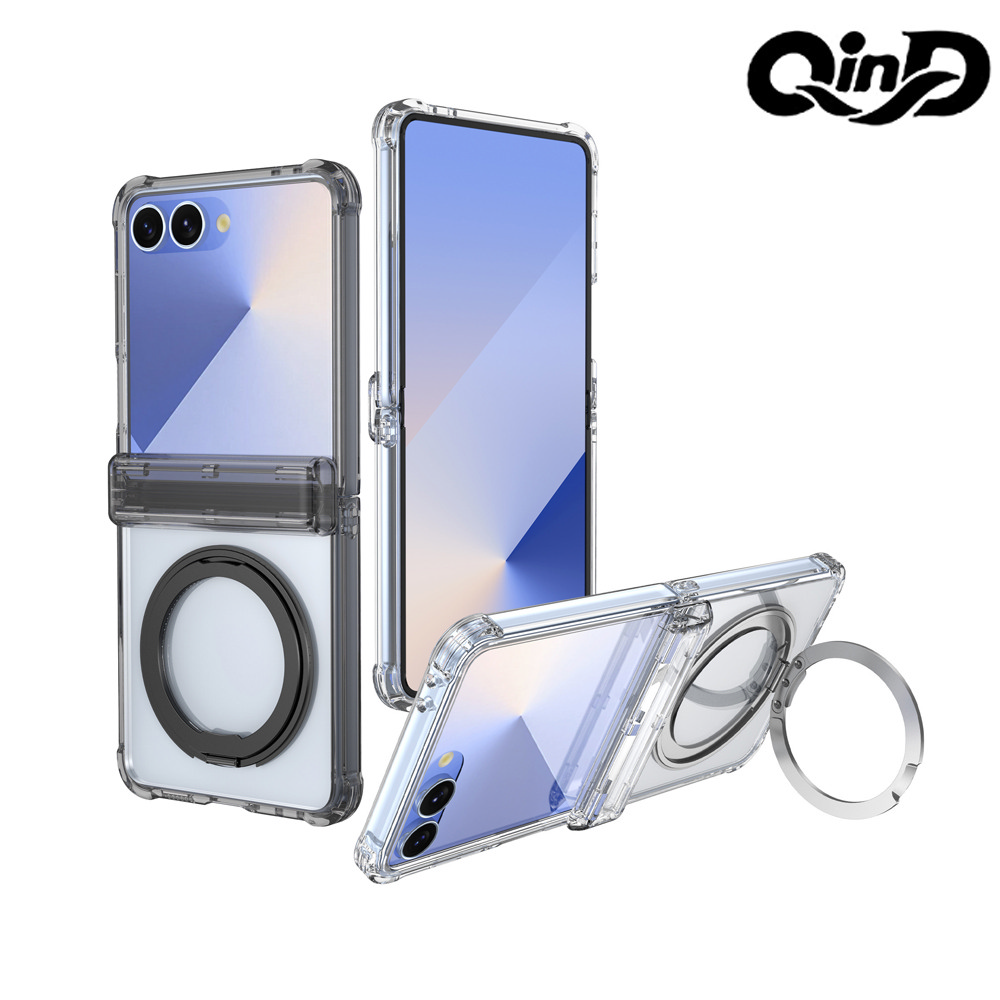 QinD SAMSUNG 三星 Galaxy Z Flip 8 5G 旋轉磁吸支點殼(殼膜)(透明)