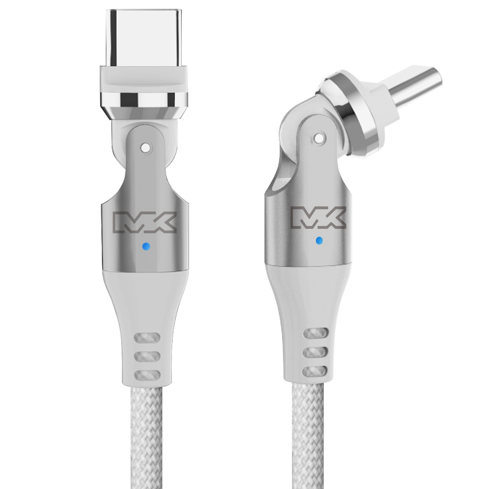 MEGA KING C to C 可調式接頭傳輸充電編織線 1M 白