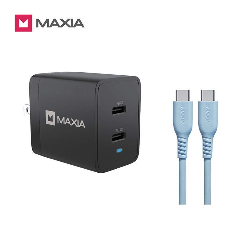 【MAXIA】氮化鎵GaN 47W急速快充組-藍線(MPC-A47W+MQC-250)