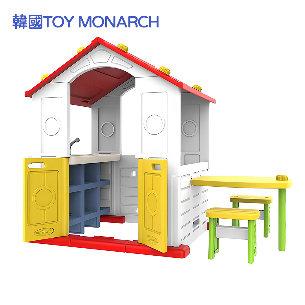 韓國TOY MONARCH 水槽遊戲屋-紅白色(附流理台+收納架+桌椅) CHD-512