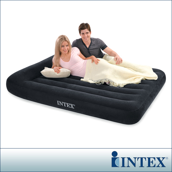 INTEX《舒適型》雙人植絨充氣床墊(寬137cm)-有頭枕(66768)