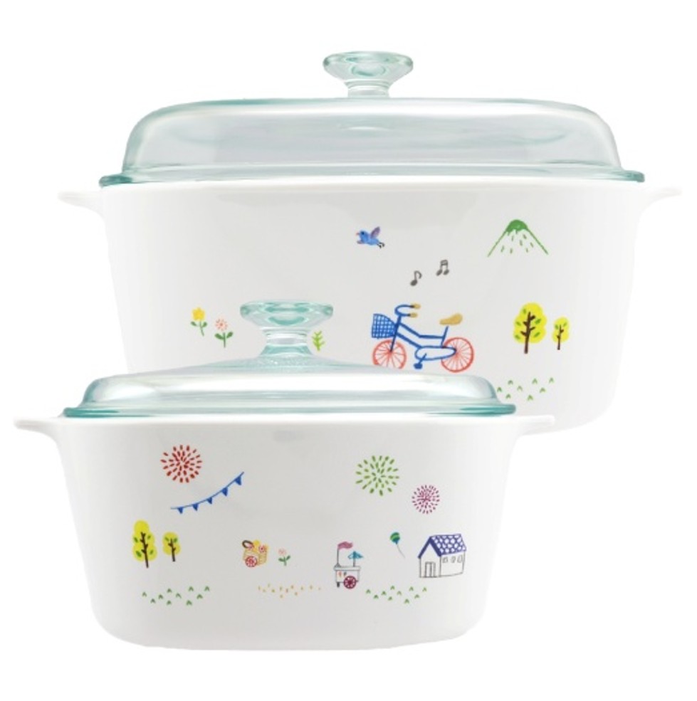 【DOZO嚴選】康寧餐具-悠閒午後方型康寧鍋5L+3L/組