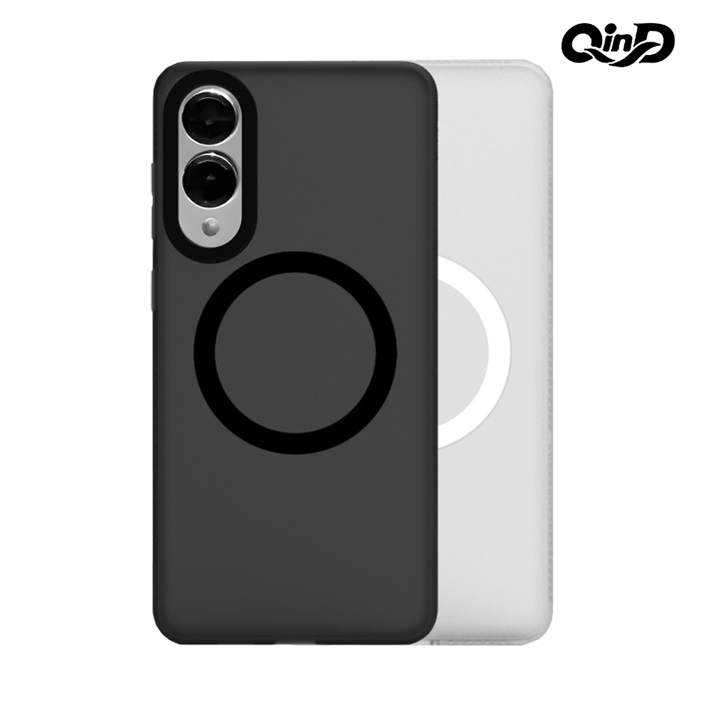 QinD SAMSUNG 三星 Galaxy S25 Edge 隱砂磁吸保護殼(輕砂白)