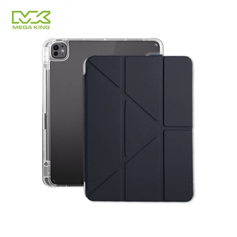 MEGA KING Apple iPad Pro(M5) 13吋 (2025)磁吸含筆槽支架保護套 黑黛藍