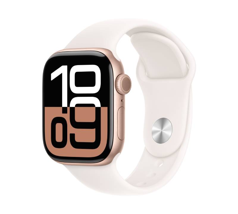 【雙11限時優惠】Apple Watch S10 LTE 42mm 玫瑰金色鋁金屬-淡胭粉色運動型錶帶-S/M