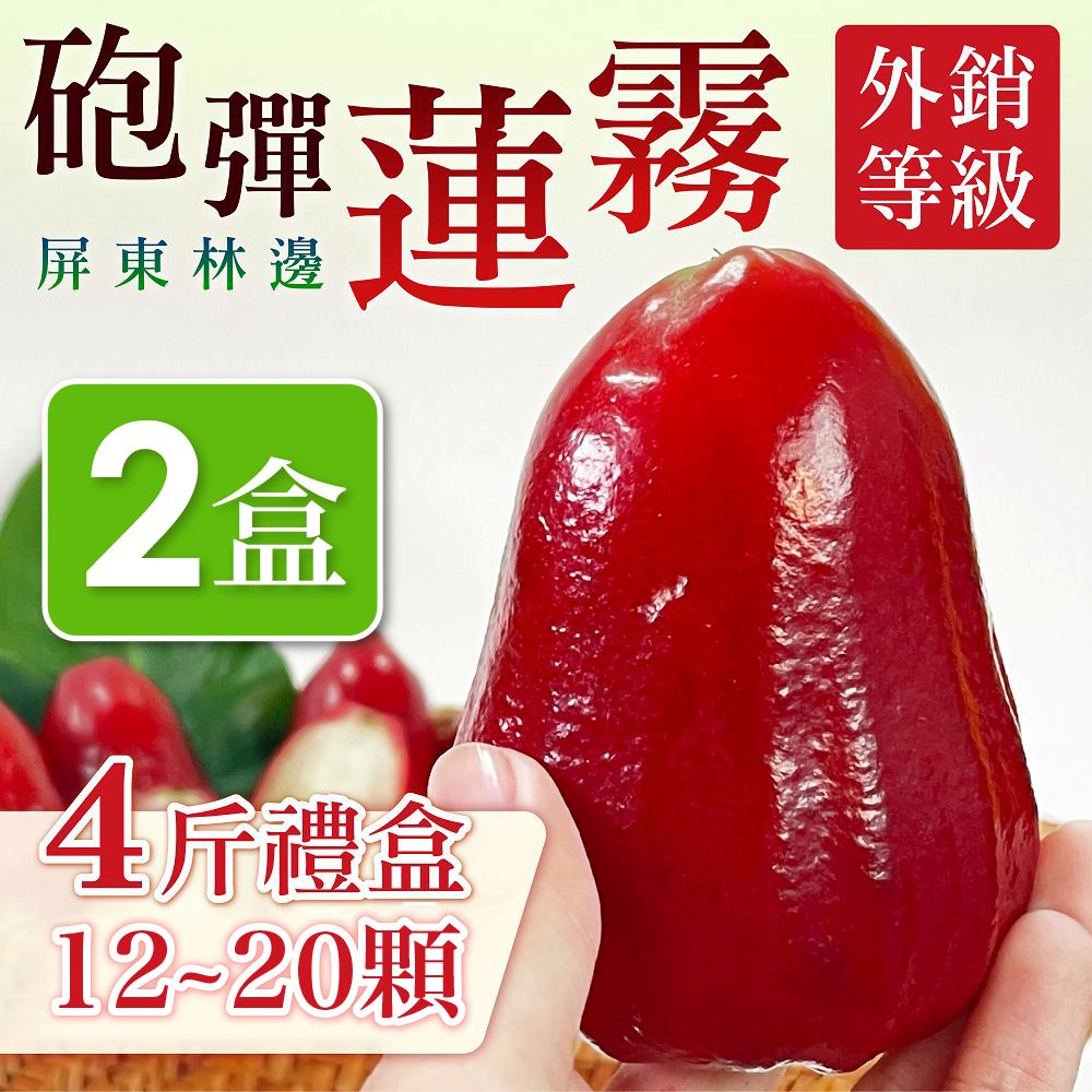 【家購網嚴選】屏東林邊砲彈蓮霧禮盒x2盒(4斤/盒)