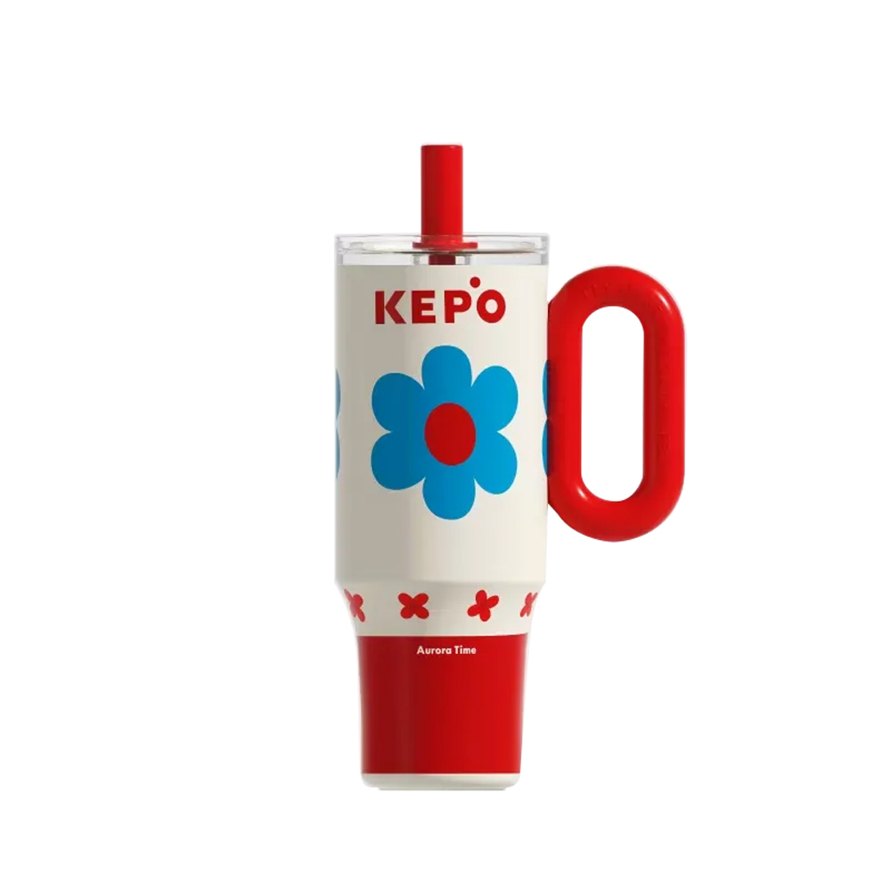 KEPO LQ 1200mL KC015 花園冰霸杯 吸管保溫杯 陶瓷款 慵懶夏日