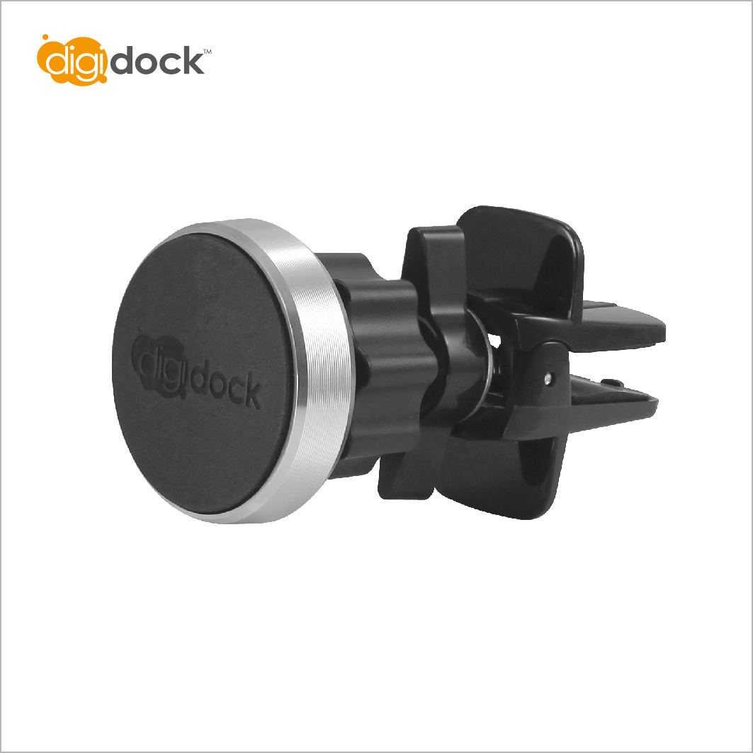 【digidock】Air Vent 出風口鎖式磁鐵鋁框手機車架 磁吸式手機架 冷氣出風口夾/汽車/支架 固定架 導航 GPS(AV-03MG-SV)