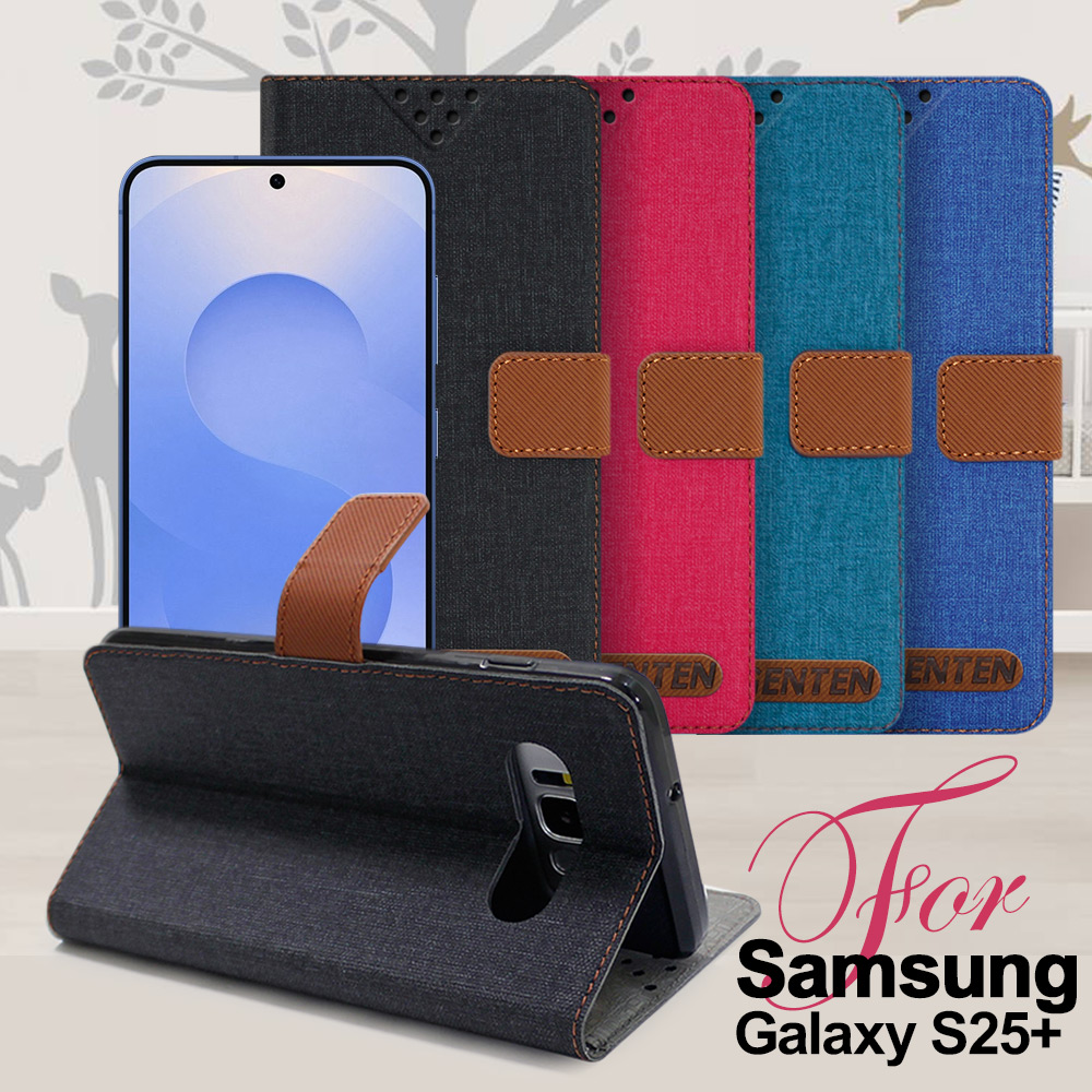 GENTEN for Samsung Galaxy S25+ 自在文青風支架皮套-綠