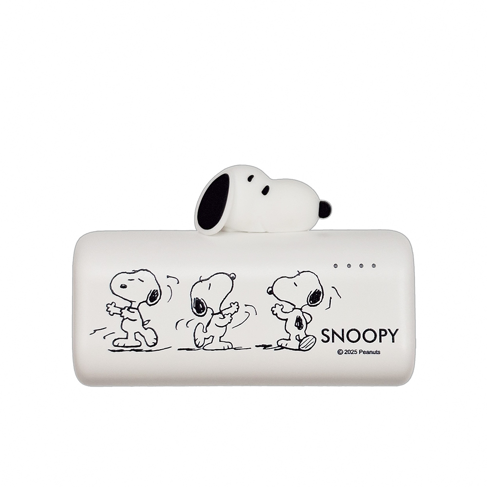 【SNOOPY史努比】Type-C 立體公仔大頭口袋充行動電源5000mAh(已標示Wh)-旋轉跳躍