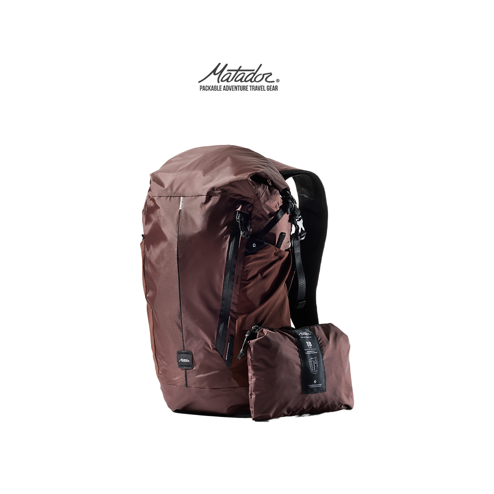 【Matador 鬥牛士】 Waterproof Packable Backpack 18L 耐候捲口折疊背包 - 石榴紅/旅行背包/可收納/折疊/輕量化/捲口