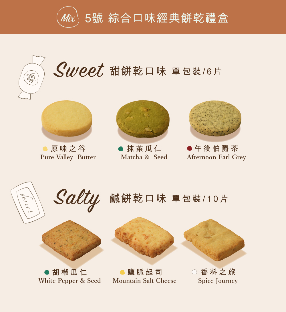 6種餅乾口味