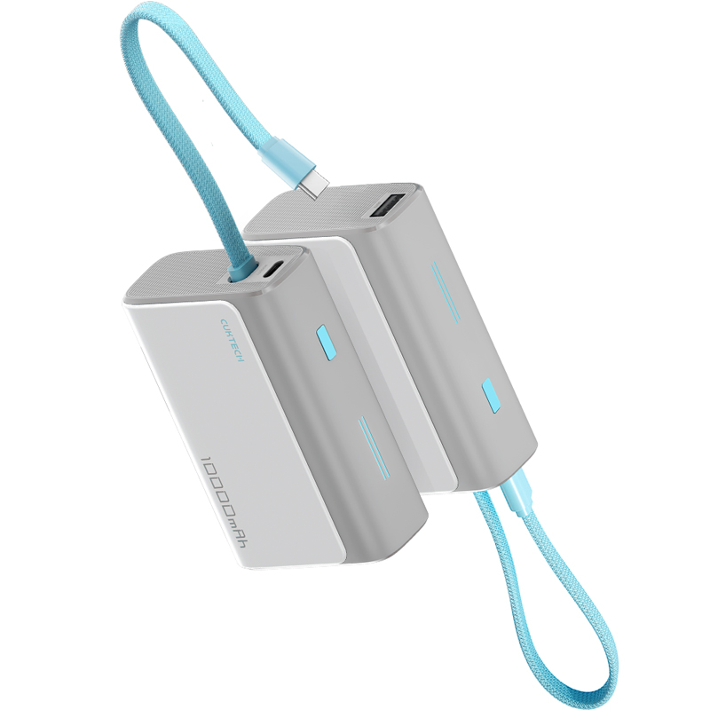 【Wh+CCC標示】CUKTECH 酷態科 CP133L LPB100 33W 自帶線 行動電源 10000mAh-亞鈦灰