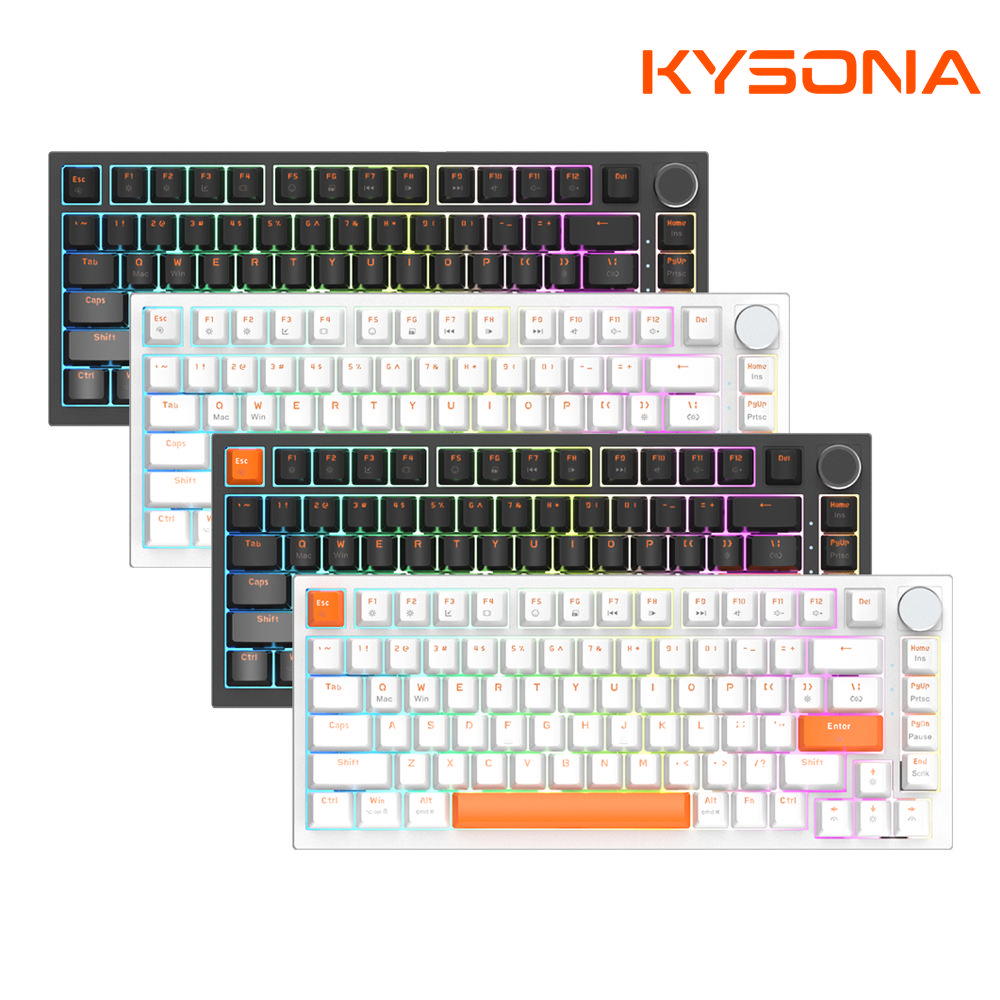 KYSONA KM82-HE 82鍵電競磁軸有線鍵盤(白橙)