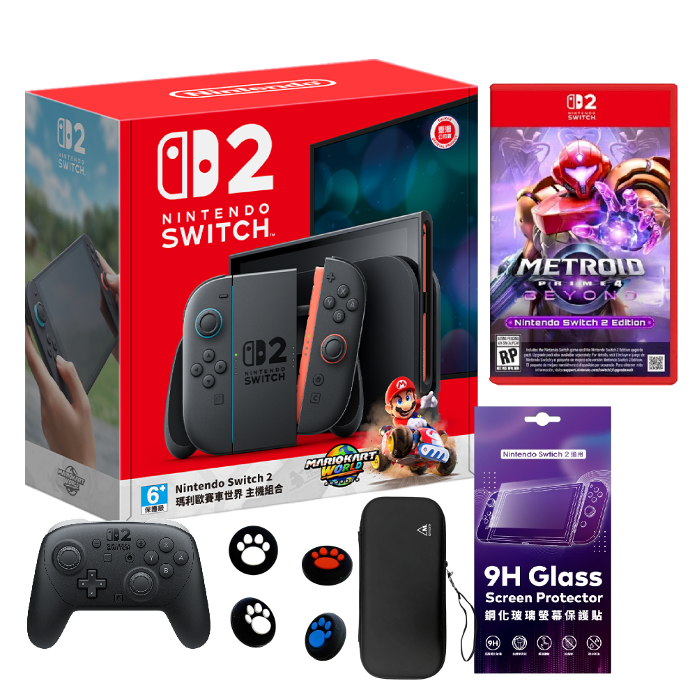 Nintendo Switch 2 瑪利歐賽車世界 同捆組 (台灣公司貨)+Switch 2 密特羅德 究極4 穿越未知 中文版