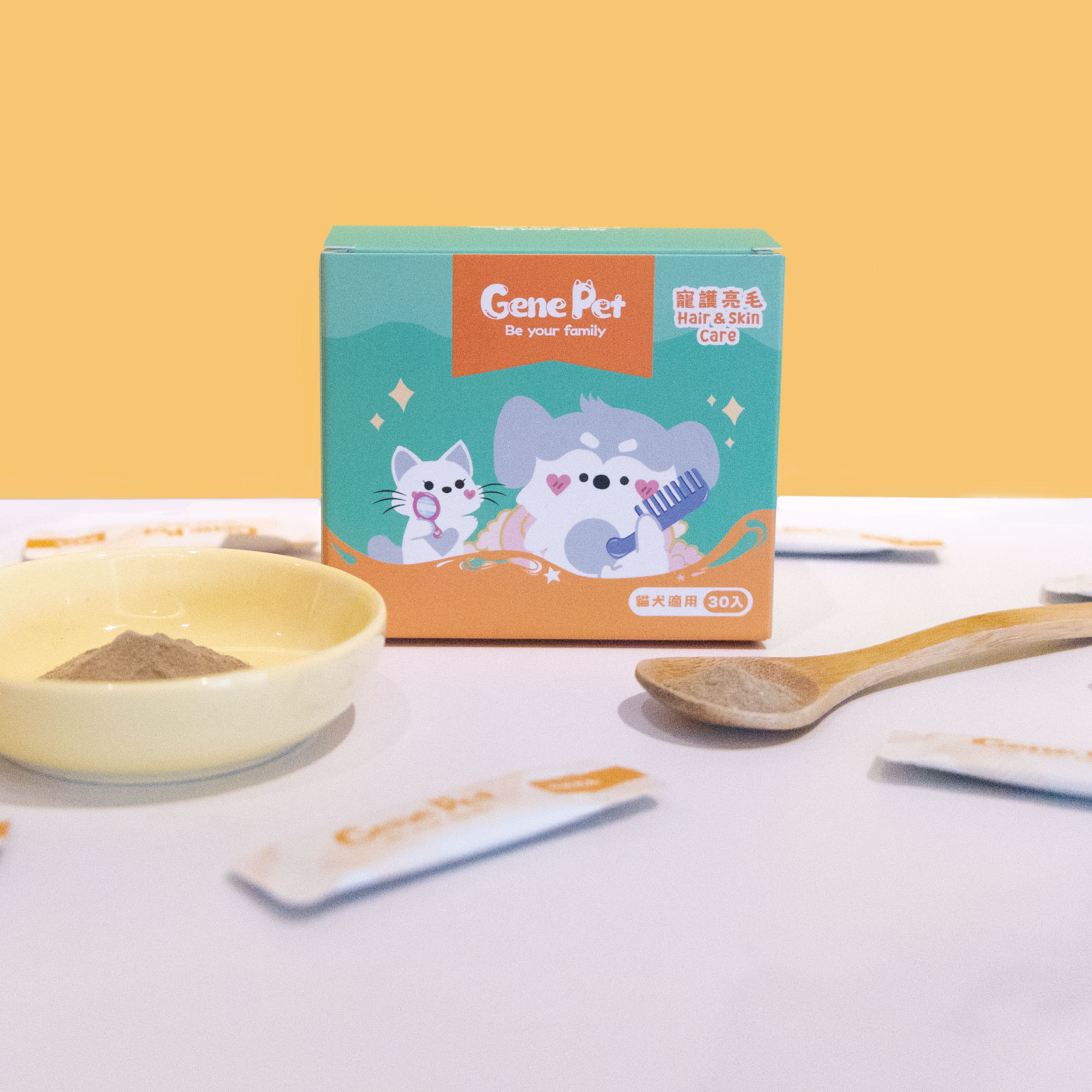 【GenePet】貓狗亮毛粉（30包/盒） | 亮毛粉 適口性佳 寵物保健 犬貓適用 | 呵護皮膚健康，維護毛髮結構