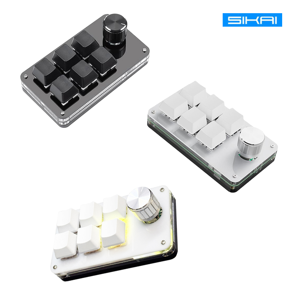 SIKAI 六鍵+旋鈕自定義有線鍵盤(黑色) 可自定義 複製 貼上 快速輸入