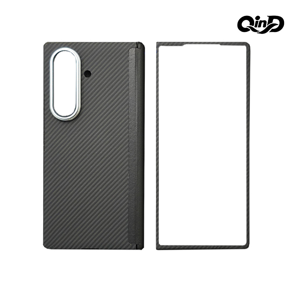 QinD SAMSUNG 三星Galaxy Z Fold 7 5G 凱夫拉碳纖維紋磁吸保護殼