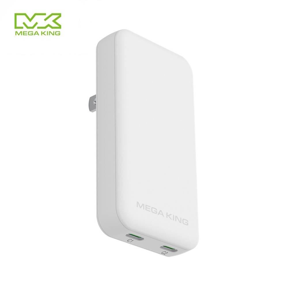 MEGA KING 65W超薄氮化鎵旅充頭(2C) 白