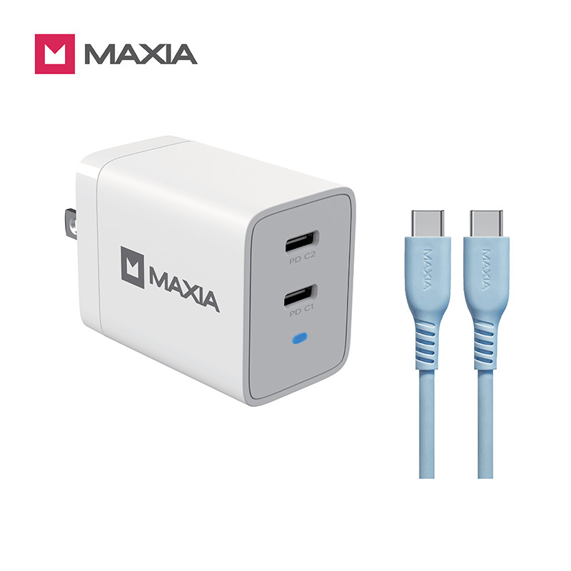 【MAXIA】氮化鎵GaN 67W急速快充組-藍線(MPC-A67W+MQC-250)