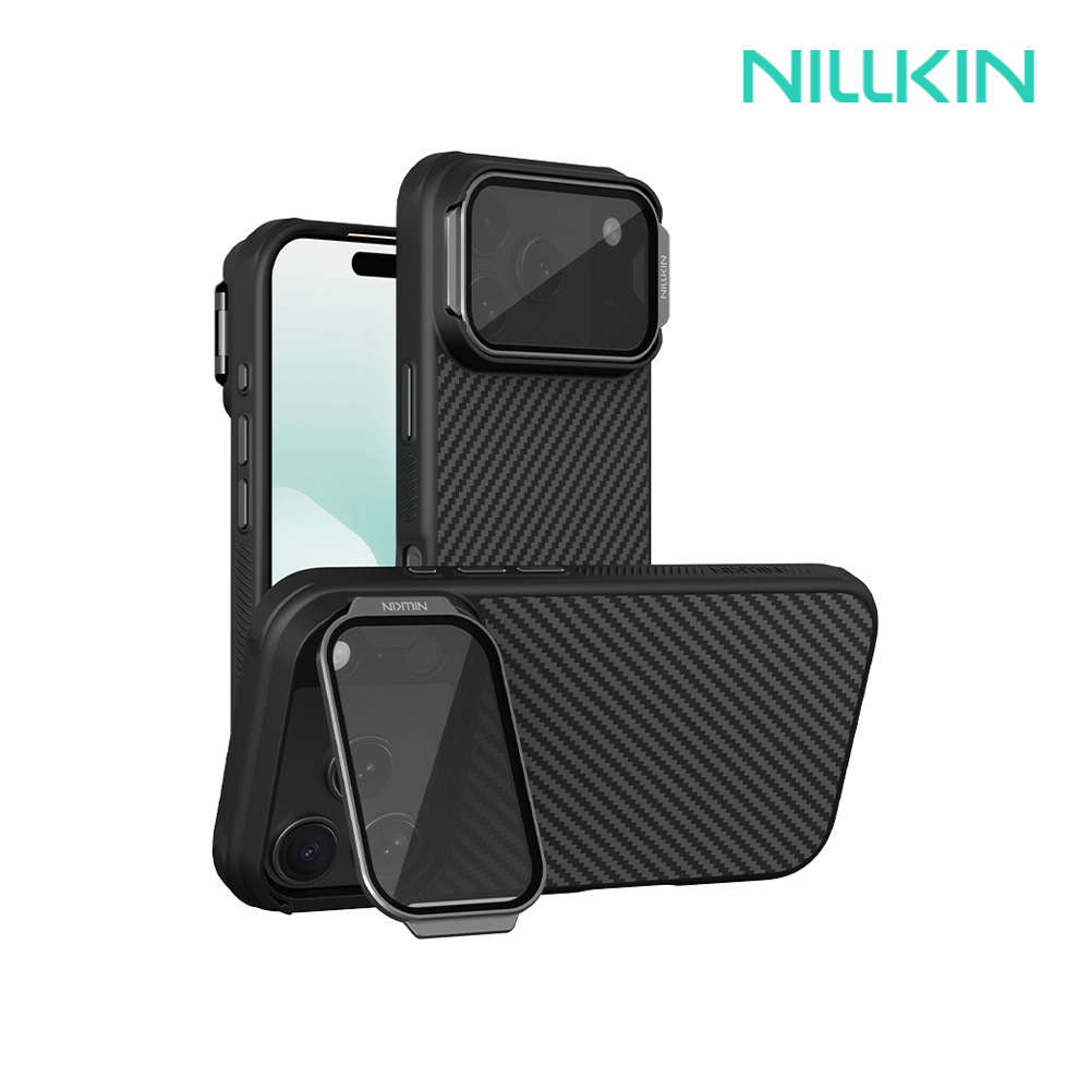 NILLKIN Apple 蘋果 iPhone 18 Pro / iPhone 17 Pro 纖極碳纖維紋磁吸保護殼(透黑鏡蓋)