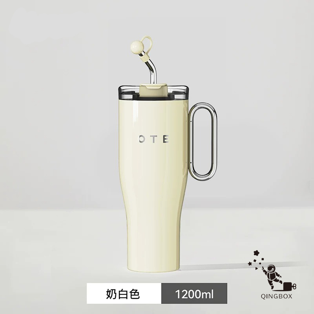 OTE歐堤 LQ 1200ML Raincolor T1 316不銹鋼吸管保溫杯 隨行杯 保溫杯 奶白色