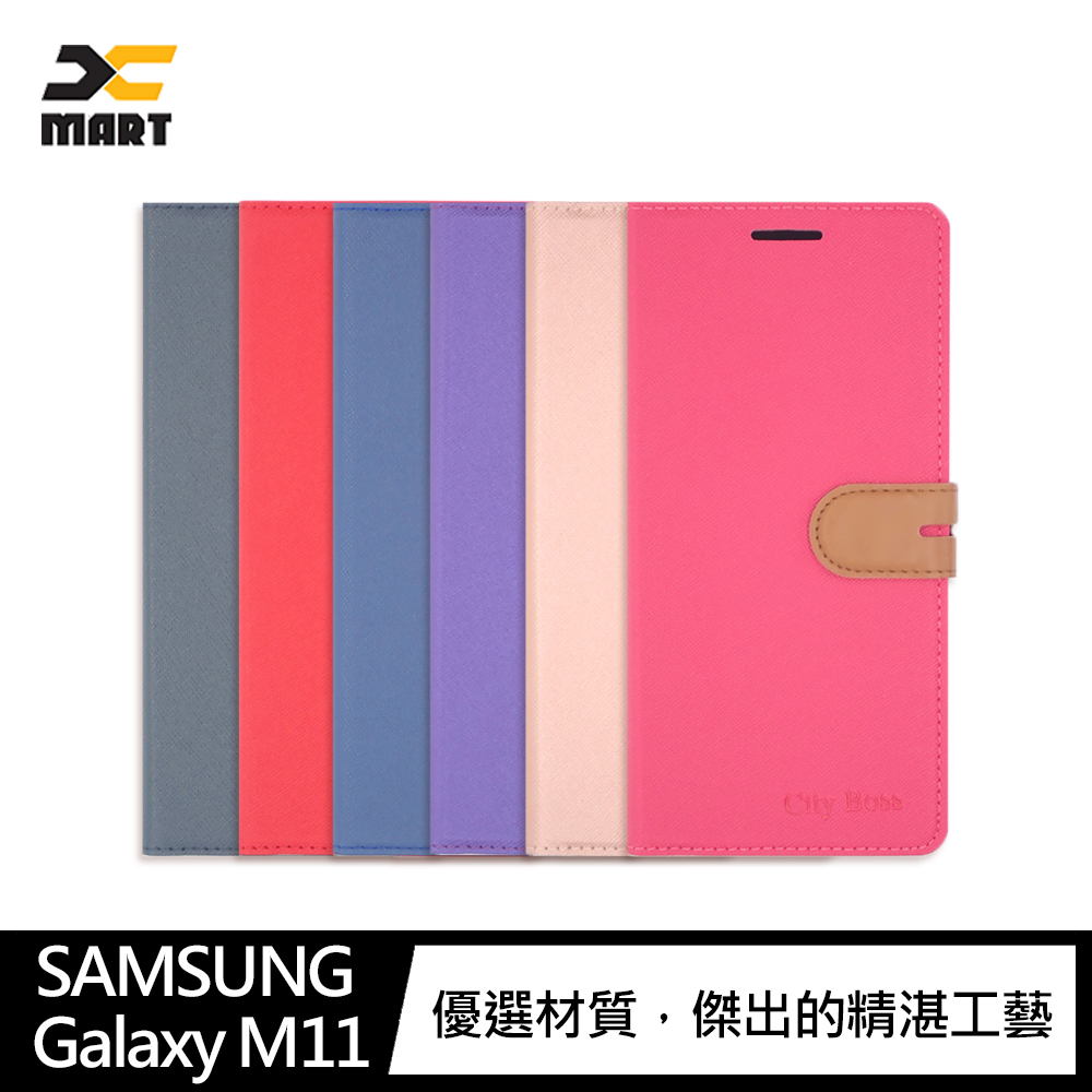 CITY BOSS SAMSUNG Galaxy M11 側掀可立皮套(玫紅)