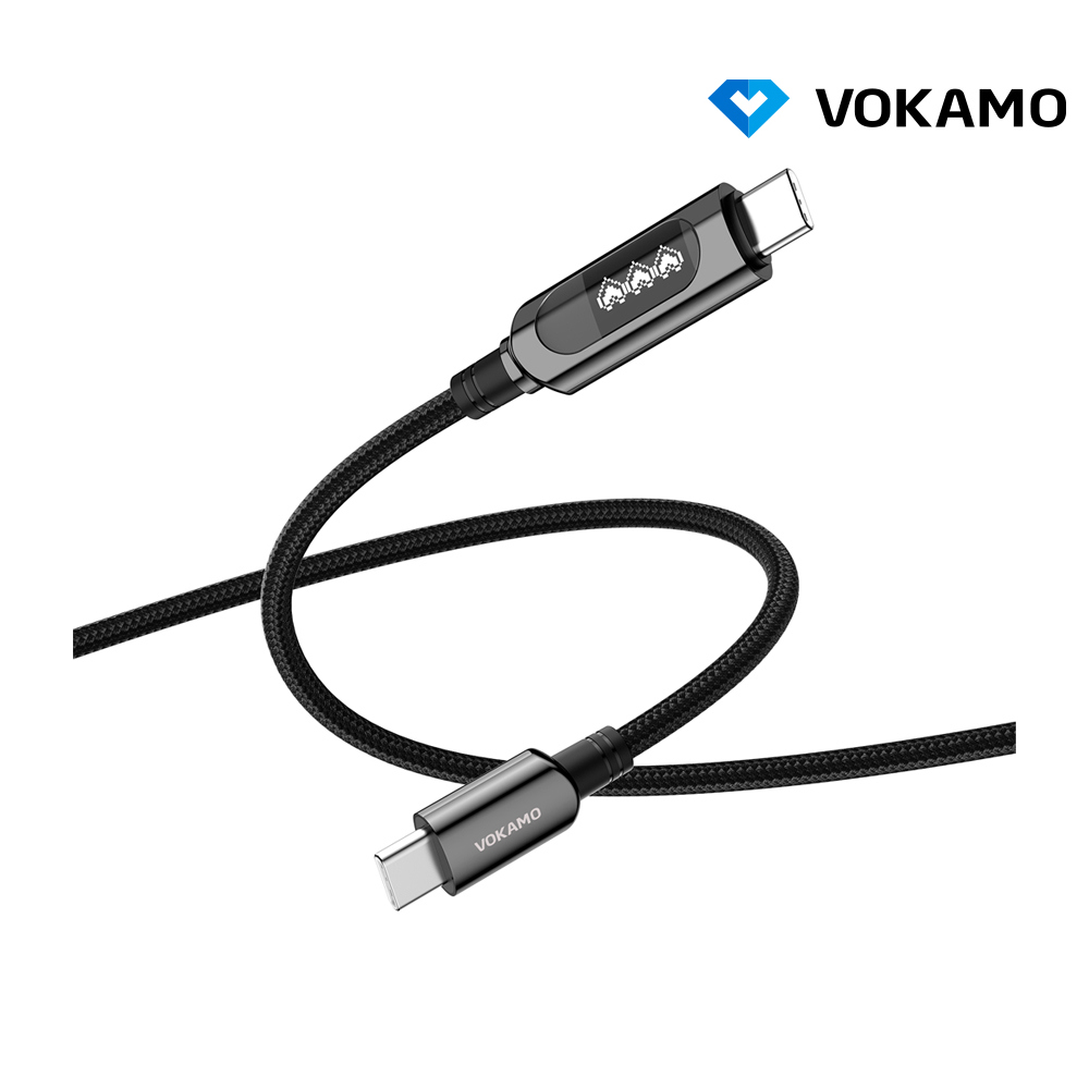 VOKAMO USB Type-C to Type-C 合金螢幕顯示充電傳輸線(100W)(1.2M)